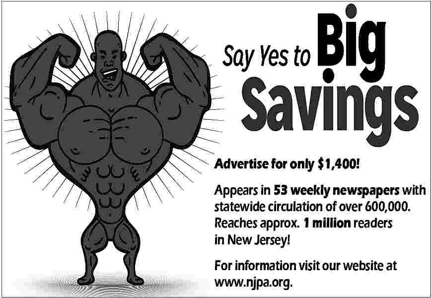 Advertise for only $1,400! <br>Appears  Advertise for only $1,400!  Appears in 60 weekly newspapers  Appears  in 53 weekly  newspapers  with statewide  circulation  of with  statewide  circulation  of overapprox.  600,000.  over  660,000       Reaches  Reaches approx. 1 million readers  million+  readers in New Jersey  in 1New  Jersey!  information  our website  ForFor  information  visitvisit  our website  at  at www.njpa.org  www.njpa.org.  Advertise for only $1,400!     
